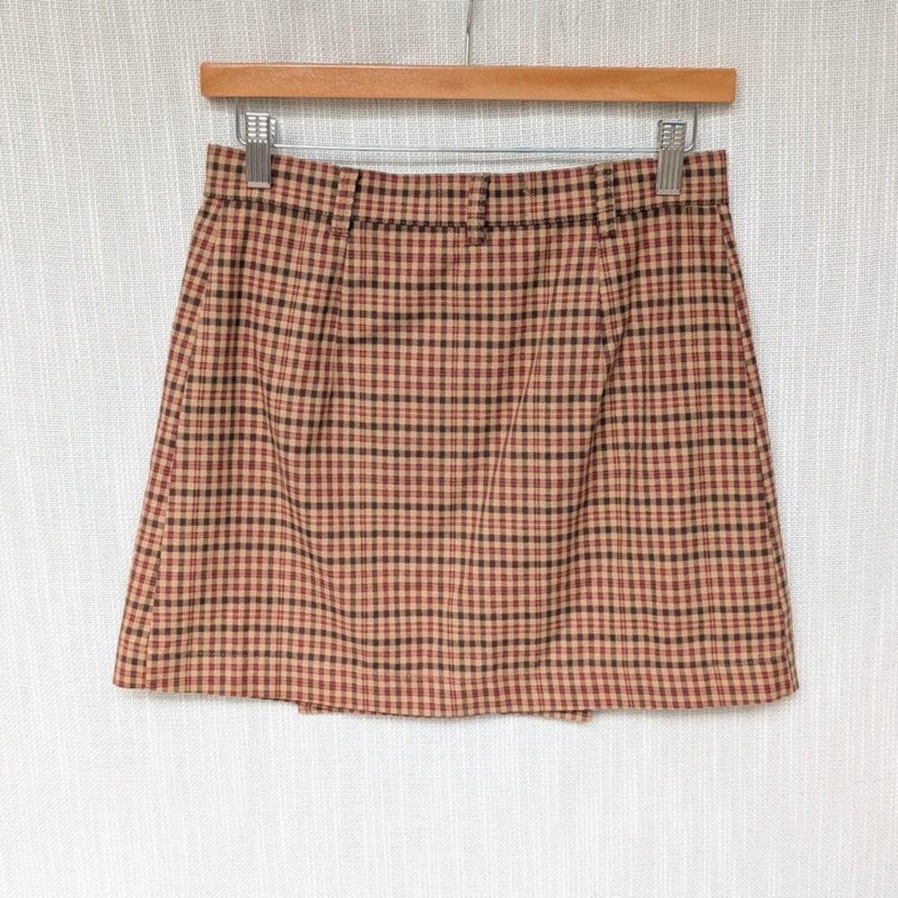 Checked Mini Skirt in Brown - Picture 3 of 7